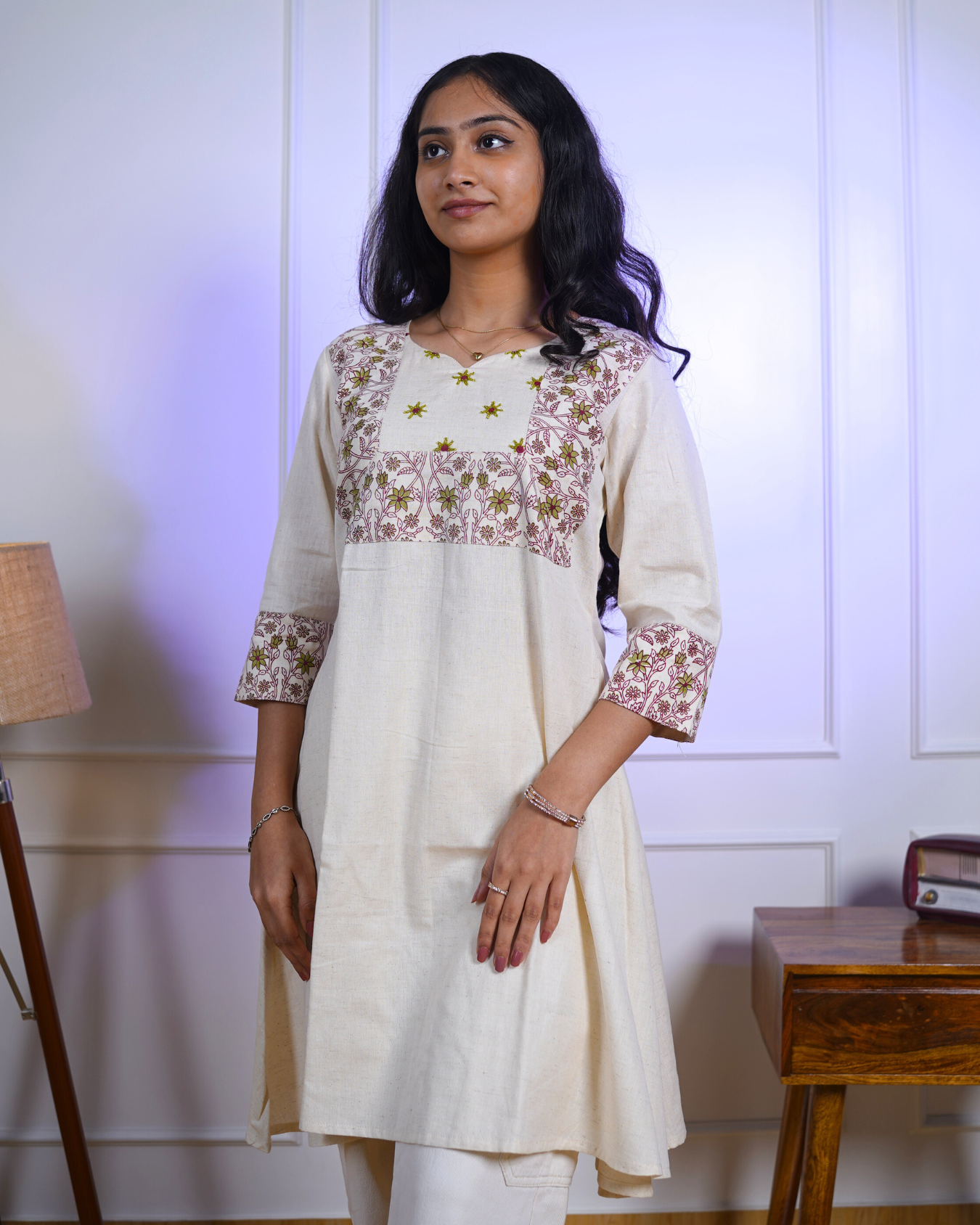 Rustic Petal Aesthetic Print Kurti