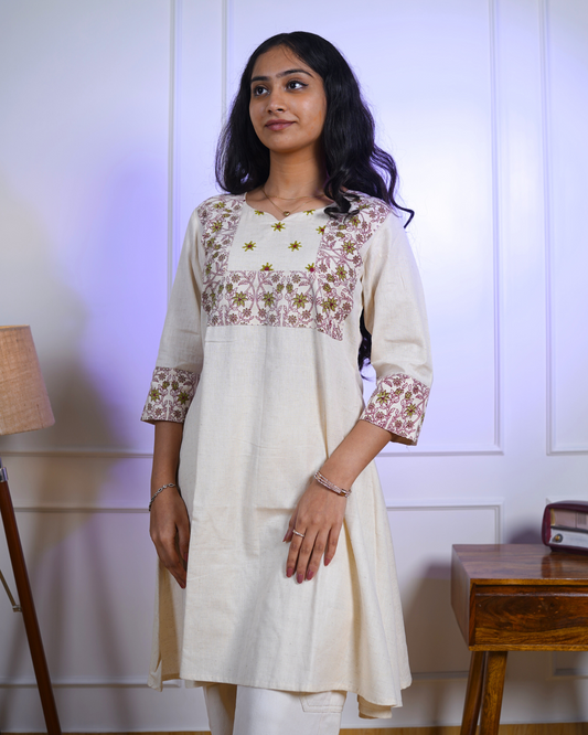 Rustic Petal Aesthetic Print Kurti