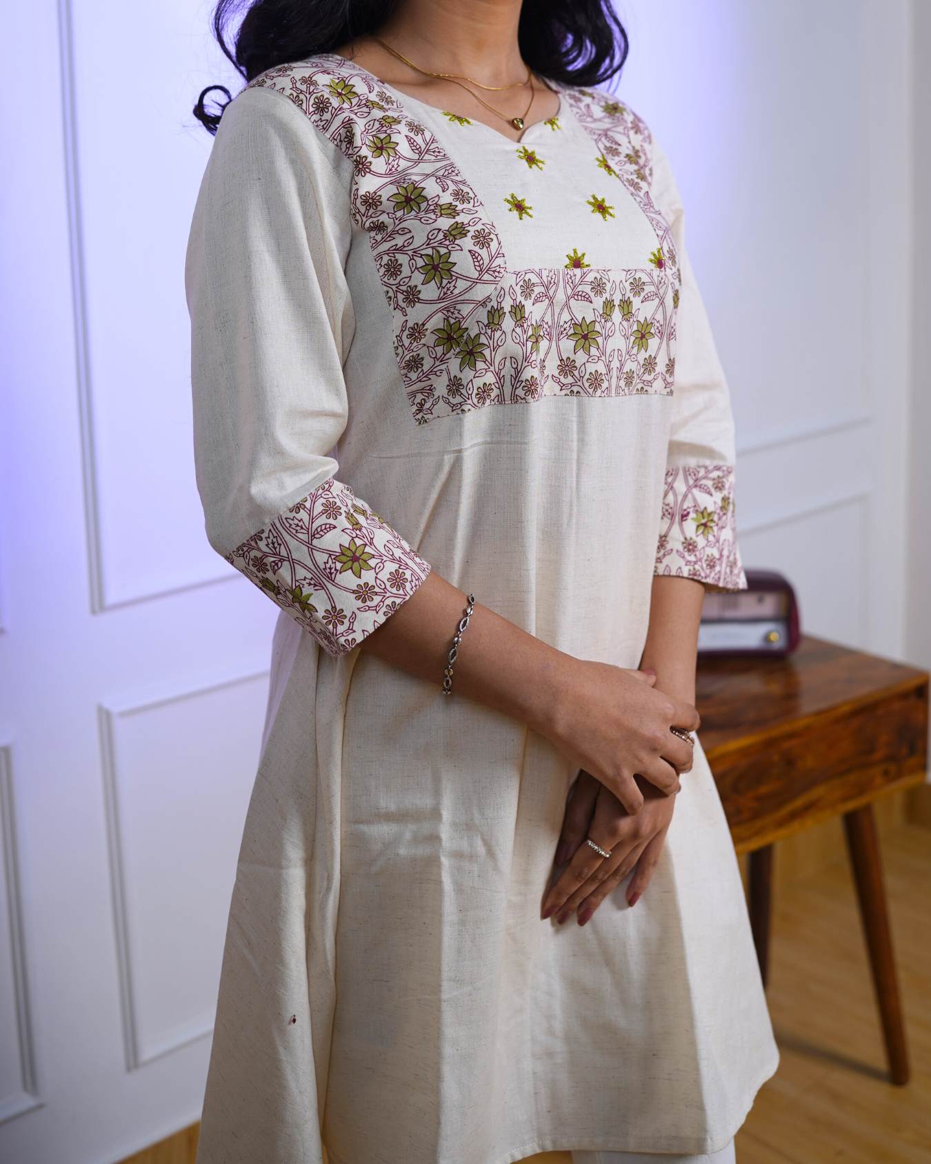Rustic Petal Aesthetic Print Kurti