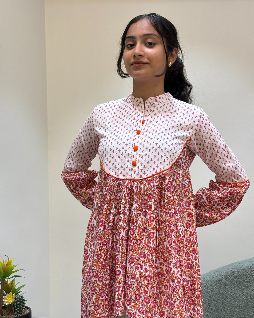 Crimson Bloom Kurti